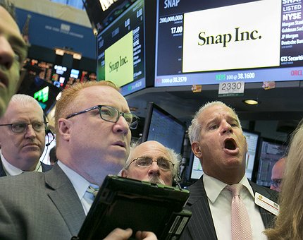 Ações da Snap voltaram ao valor de estreia na bolsa