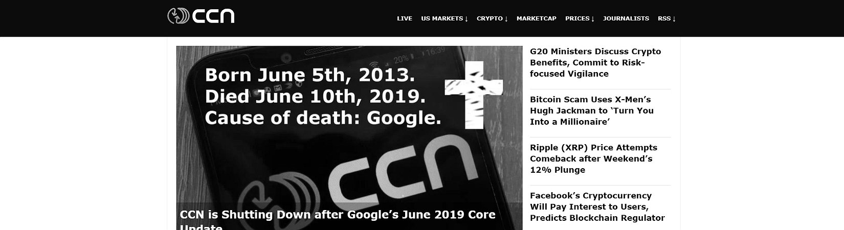 CCN is Closing Its Website after Google’s June 2019 Core Update