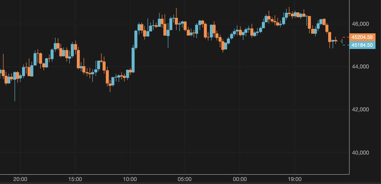 Bitcoin Falls to $45,000