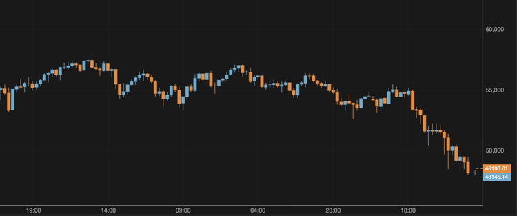 Bitcoin Falls to $48,000