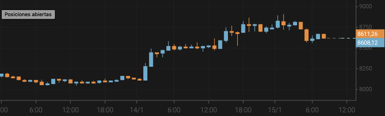 El precio del bitcoin no consigue mantenerse por encima de los 8.850 $