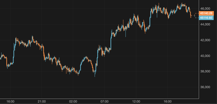 El bitcoin cae hasta los 45.000 $