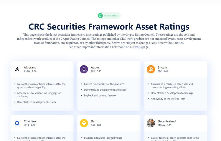Crypto Rating Council Rates XRP, POLY and MKR to Be Securities