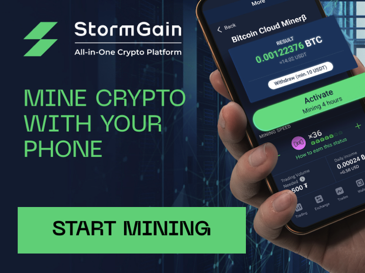 StormGain hace que la minería de criptomonedas sea accesible para todos los usuarios de smartphones