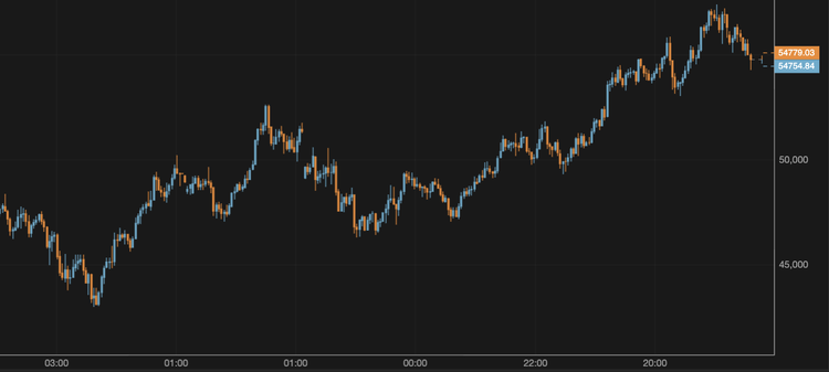 The Bitcoin Price Hovers Around $55,000