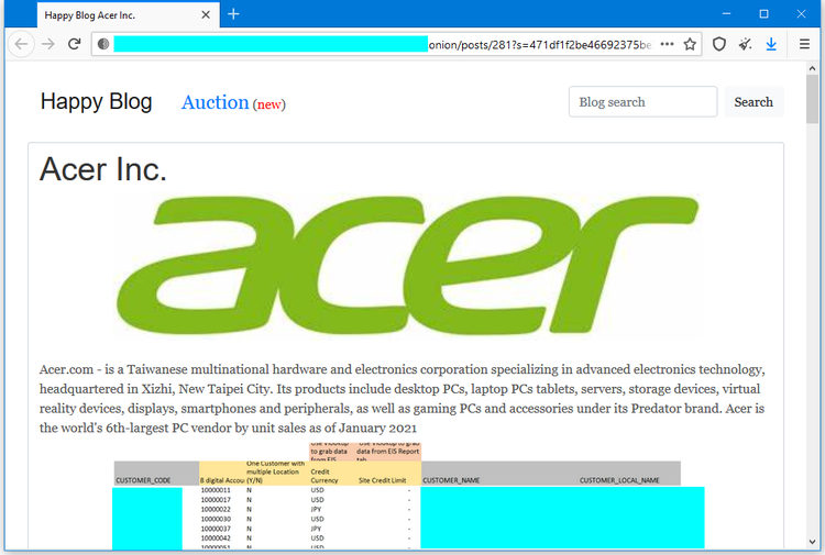 REvil Attacks Acer, Bad Actors Demand $50M Ransom