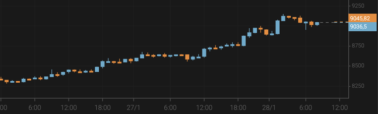 El bitcoin supera los 9.000 $